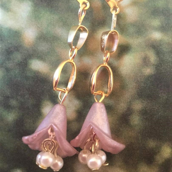 MariMeg Curio Closet Jewelry - 18K GP Fuscia Pink Rose Earrings